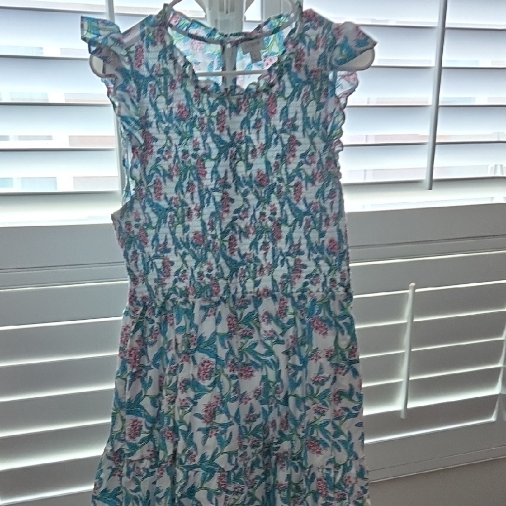 J. Crew Blue Midi Sundress with Flutter Sleeves